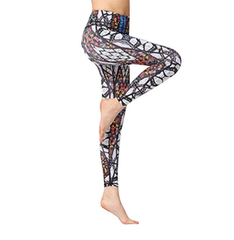 

Women Spring Print Pants Running Sports Slim Pull Slacks High Waist Leggings