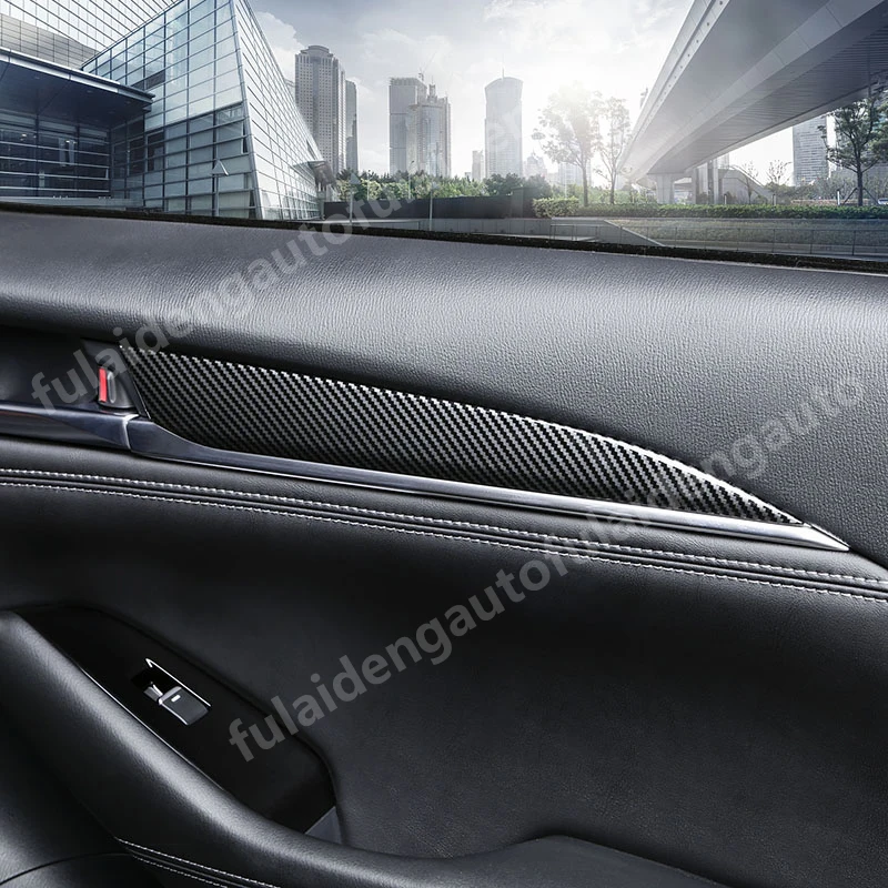 4 шт. для Mazda 6 Atenza-, новинка, АБС углеродное волокно, для межкомнатных дверей, с блестками, в полоску, декоративная накладка, автомобильные аксессуары