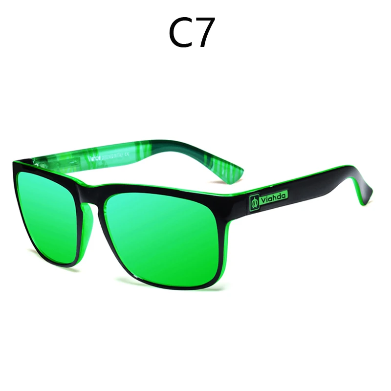 Viahda, высокое качество, фирменный дизайн, поляризационные солнцезащитные очки, для вождения, рыбалки, для улицы, мужские Квадратные Солнцезащитные очки для мужчин - Цвет линз: C7