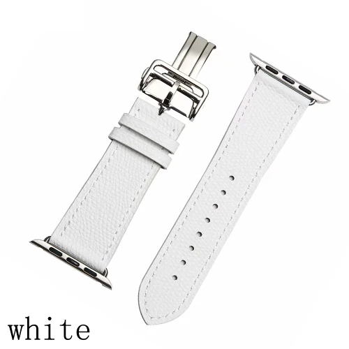 Ремешок для apple watch band 5 4 44 мм 40 мм correa iwatch 3 2 42 мм 38 мм раскладной кожаный браслет с пряжкой аксессуары для apple watch - Цвет ремешка: white