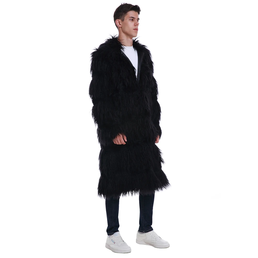 Осенне-зимнее пальто мужские Chaqueta черные Большие размеры мужские пальто из искусственного меха с длинным рукавом модные мужские шубы Свободная верхняя одежда 3xl