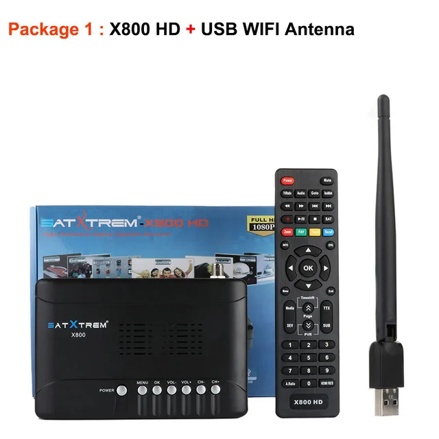 box with wifi Satxtrem X800s HD ТВ ресивер DVB S2 Full HD 1080P USB WiFi с Cccam рецептором Цифровое ТВ Azamerica 4K спутниковый ресивер - Цвет: box with wifi
