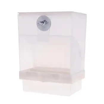 

Small Size 10*12*7.5CM Bird Poultry Feeder Automatic Acrylic Food Container Parrot Pigeon Splash Proof