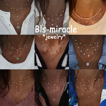

Bls-miracle Bohemian Necklaces For Women Multi-element Choker Pendant Necklace 2019 Ethnic Multi-layer Female Fashion Jewelry