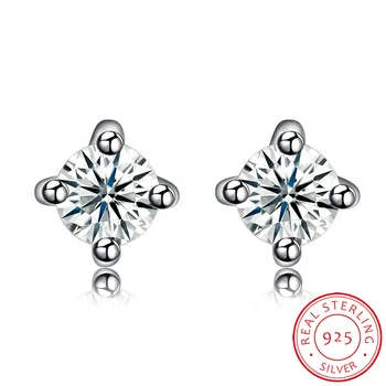 

925 Sterling Silver Color White Diamond Stud Earring for Women Fine Jewelry Bizuteria Anillos De Gemstone Earring Orecchini
