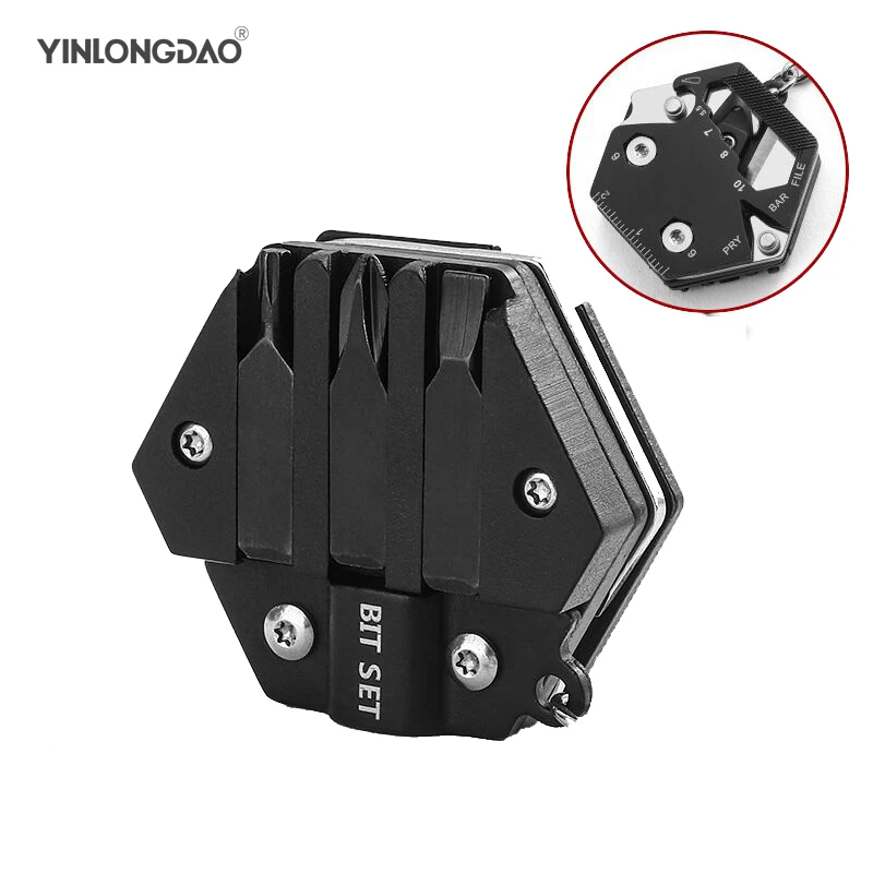 

YINLONGDAO Mini Multitool Folding Pocket EDC Camping Outdoor Survival hunting Screwdriver Kit Bits Knife Bottle Opener HandTools