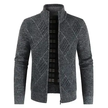 

OLOEY 2019 Autumn Winter Mens Sweater Casual Stand Collar Thick Cardigan Men Fashion Warm Sweater Coats Men