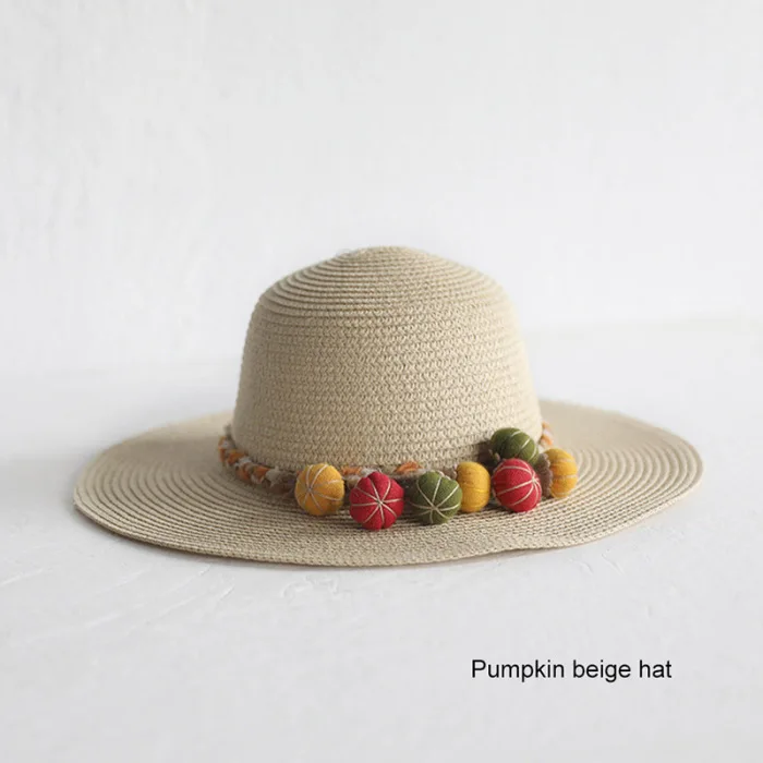 Hat Bag Set Wide Brim Straw Hats Cap Single Shoulder Bag for Kids Spring Summer Beach THJ99