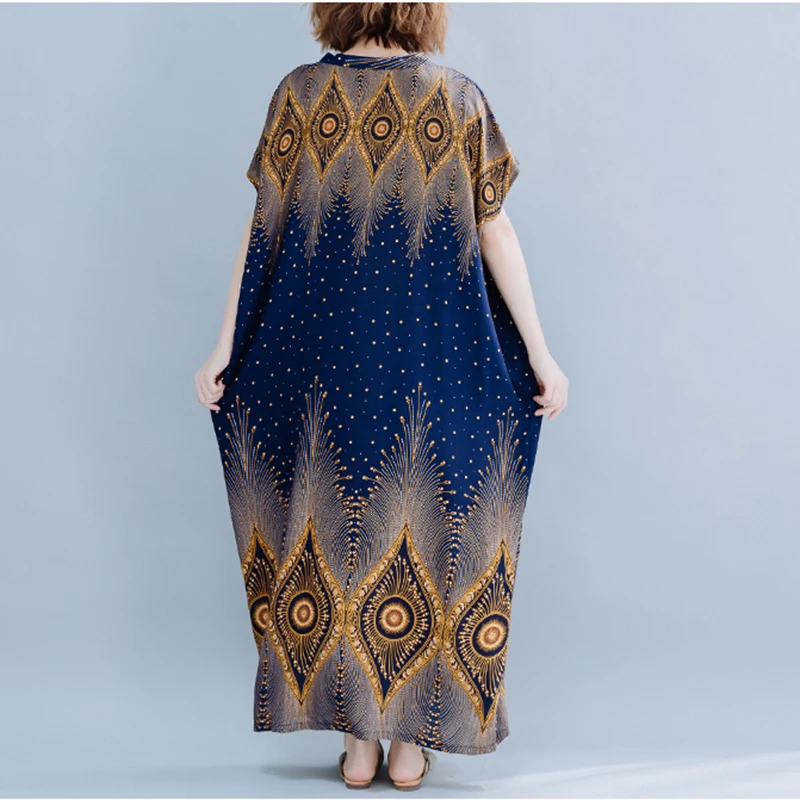 

Летние африканские платья для женщин, новинка 2020, модное повседневное хлопковое платье с геометрическим цветочным принтом в ретро стиле с V-образным вырезом и коротким рукавом летучая мышь
