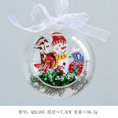 Высококачественные прозрачные Рождественские шары Рождественские елочные украшения Висячие Санта-Клаус снежные сцены Рождественские шары - Цвет: QSL105