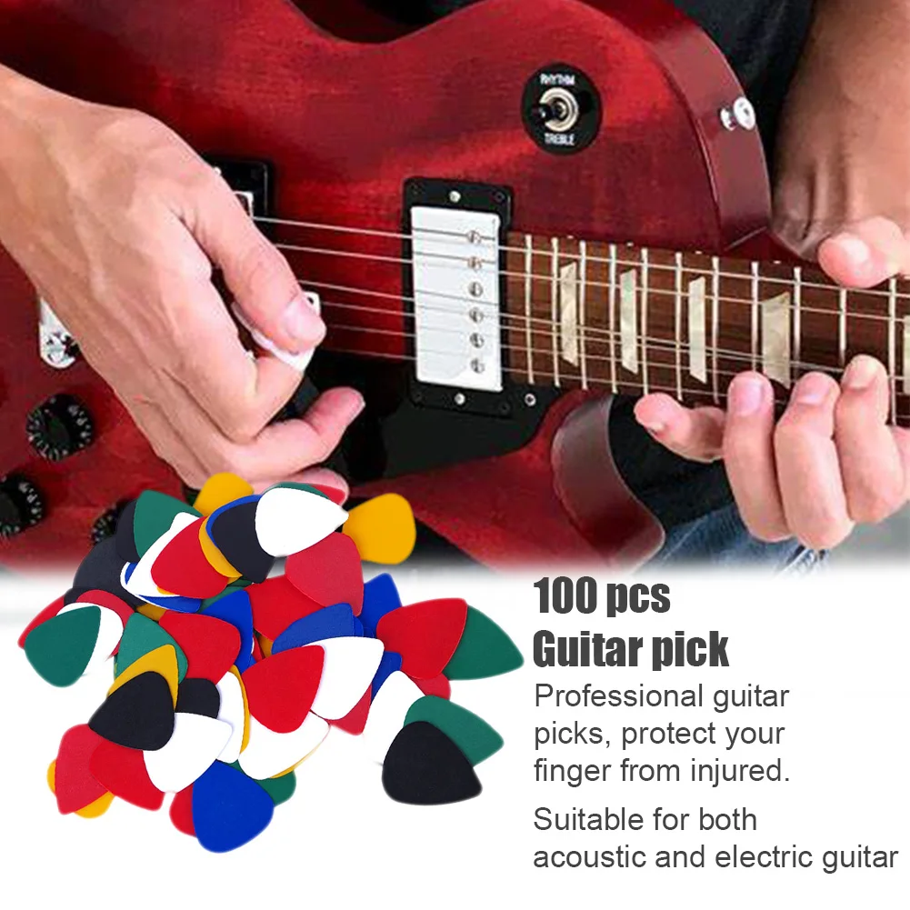 100 шт 0,42 мм толщина универсальная гитара в форме сердца медиатор бас смешанный цвет пластик Гавайские гитары нескользящий музыкальный инструмент
