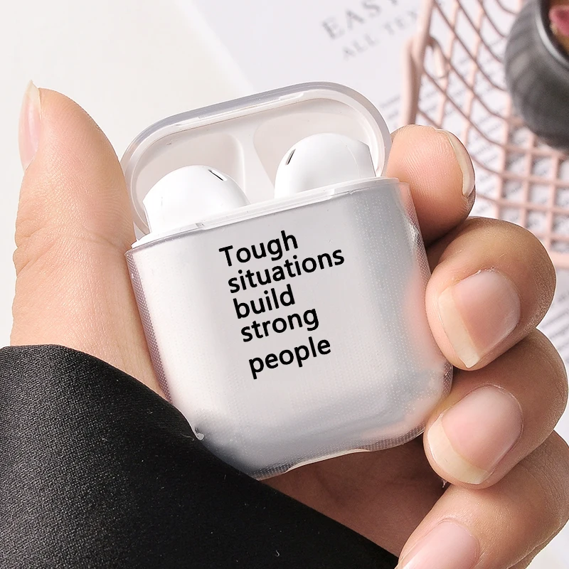 Мотивационный черный портативный чехол Airpods с надписью беспроводной