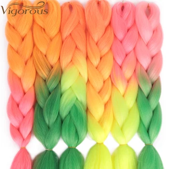 

Vigorous 24Inch Jumbo Braid Hair Long Ombre Jumbo Synthetic Braiding Hair Extensions Yaki Braiding Hair Blond Red Pink