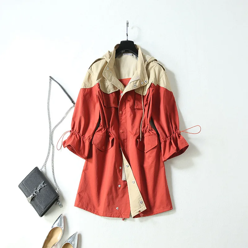 

2019 Autumn New Products Europe And America WOMEN'S Dress Liu Wen Celebrity Style Handsome Joint Long Workwear Trench Coat