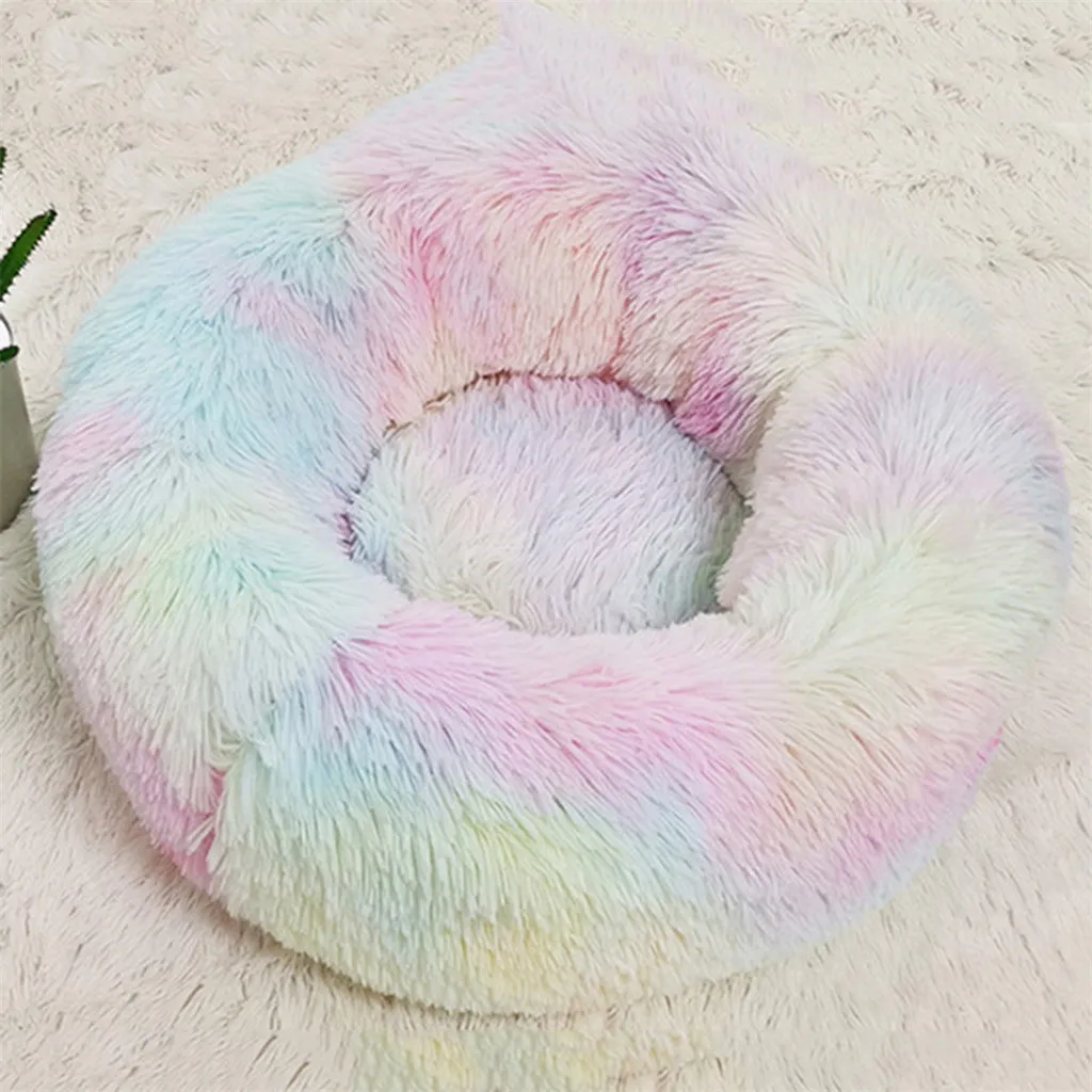 Plush Super Soft Pet Bed Kennel Dog Round Cat Winter Warm Sleeping Bag Puppy Cushion Mat Portable Cat Supplies 40/50/60cm