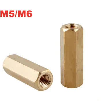 

50pcs/lot Female-female brass hex spacer standoff pillar through hole M5 M6 thread length 8/10/12/15/20/25mm