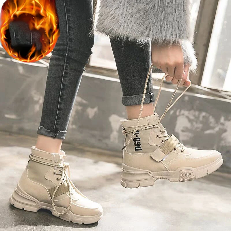 

Platform Shoes Woman Ankle Boots Height Increasing Platform Boots Thick Sole Hook & Loop Women Big Size Waterproof Boot