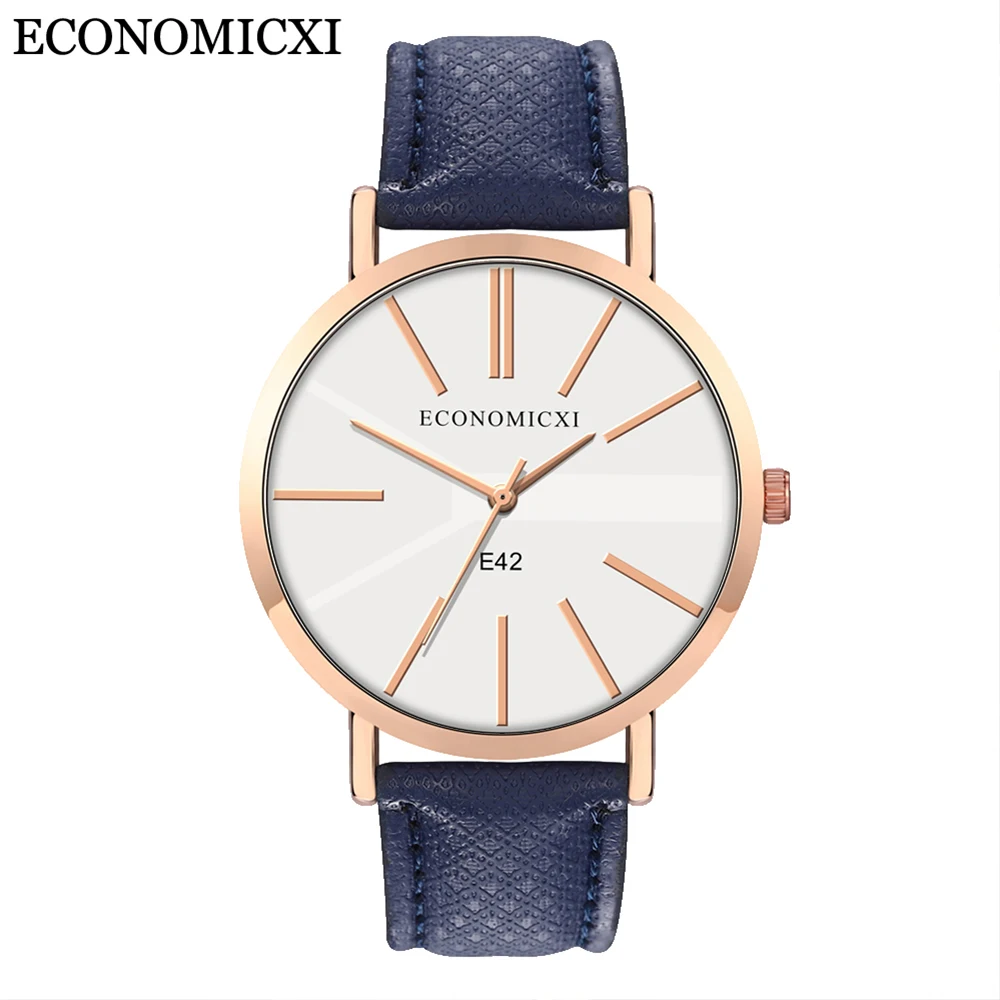 

ECONOMICXI New Gold Alloy Quartz Wrist Watches Women Female Watch Luxury Alloy Quartz Lady Leather Relojes Para Mujer Fashion