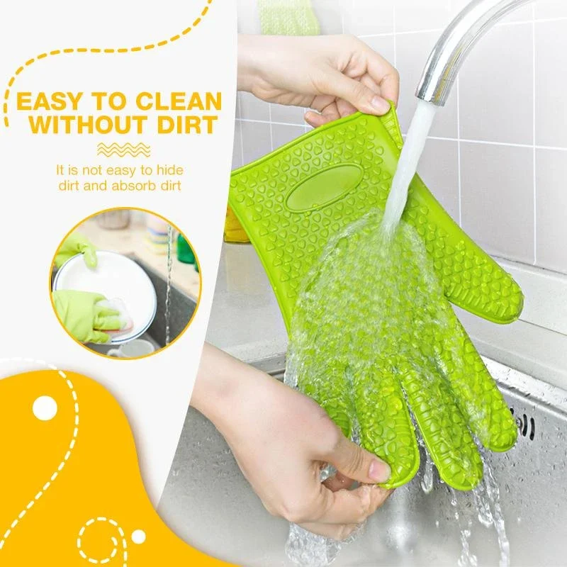 Silicone Oven Mitt Oven Gloves Heat Resistant Gloves Full Finger Hand Wrist Protection Silicone Oven Heat Resistant Mitts New