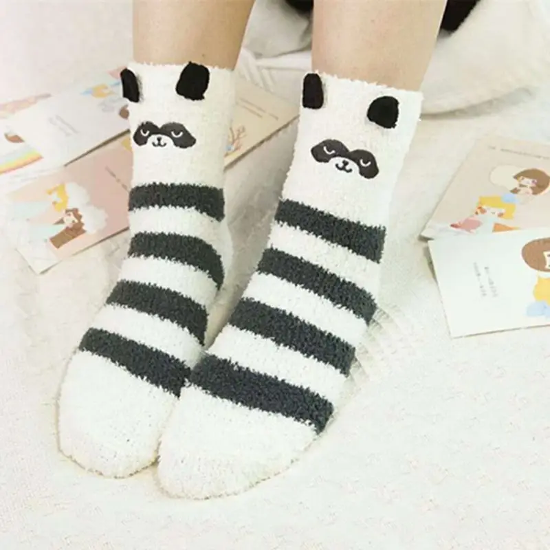 Women Girls Colorful Indoors Fluffy Fuzzy Slipper Socks 3D Cute Animals Winter Warm Crew Value Pack | Женская одежда
