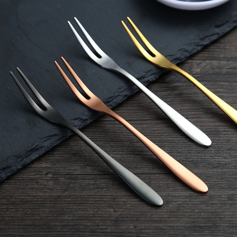 

304 creative dessert fork stainless steel fruit fork Mid-Autumn moon cake fork dessert cake fork fruit pick gold small fork