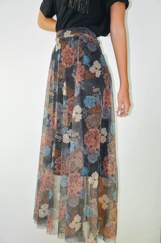 GREYMODA FALDA MUJER TUL FLORES