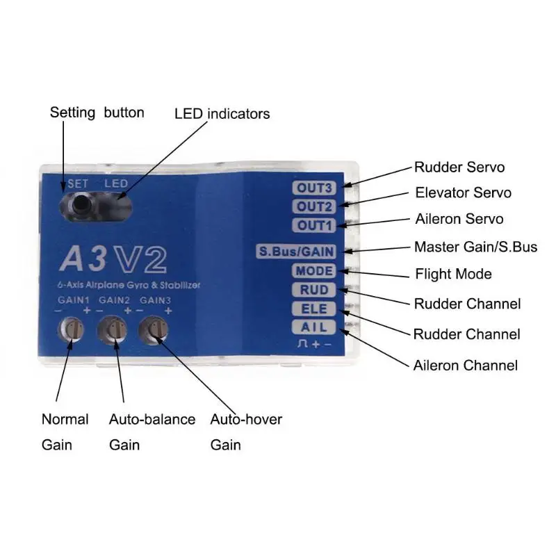 A3 V2 Контроллер полета стабилизатор 4 режима полета для RC Самолет RC металлический подарок аксессуар для RC любителей