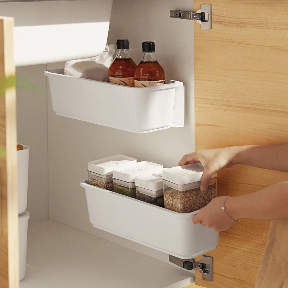 Kitchen rack wall-mounted punch-free knife holder storage box flavor rack storage basket