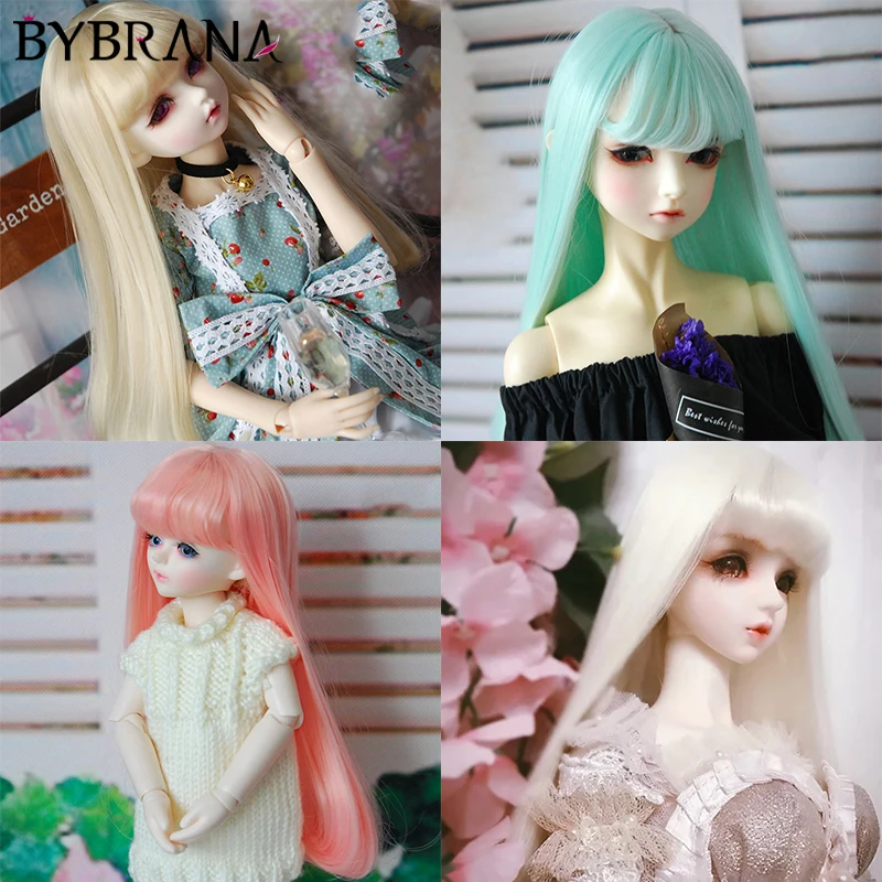 Bybrana BjdWig 6 4 3 точки Piant Baby Doll Girl воздушная челка завитые длинные волосы Loli пудра для