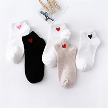  10pcs=5pairs Women Short Socks Red Heart Cute College Fresh Female Socks Soft Cotton Summer Autumn Hot Sale Girls Sock Meias Sox 