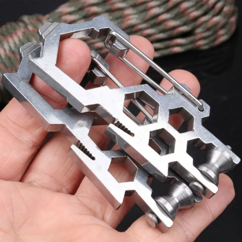 Multi-Tool Multifunctional D Shape Portable Stainless Steel Carabiner Straight Screwdriver Bottle Opener EDC Tool