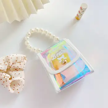 

For AirPods 2 Case Luxury Laser pearl lanyard Transparent Storage Earphone Case for Air Pods 2 Case AirPods Cover fundas