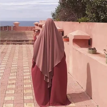 Eid Prayer Garment Long Khimar Islamic Women Hijab Sleeveless Tops Abaya Jilbab Ramadan Abayas Muslim