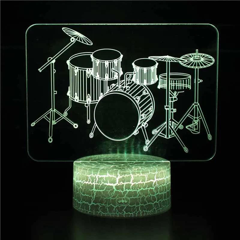 HQXING 3D Illusion Night Light Led USB 7 Colors Musical Instrument Night Lamp Violin Horn Piano Guitar Lamps Kids Gifts bright night light