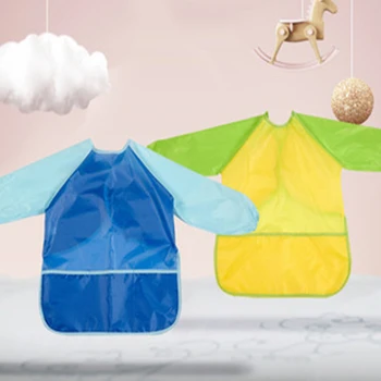 

Children Feeding Bibs Baby Multifunction Drawing Anti-dirty Overalls Kids Candy Colors Waterproof Painting Clothes Protect Gowns