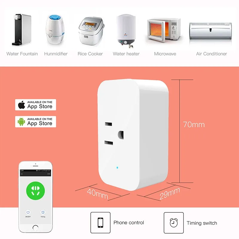 ZUCZUG 10A 110-240V Wifi Smart Switch U.S. Socket Mobile Remote APP Control Timing Switch Home For Voice Control Light Switch