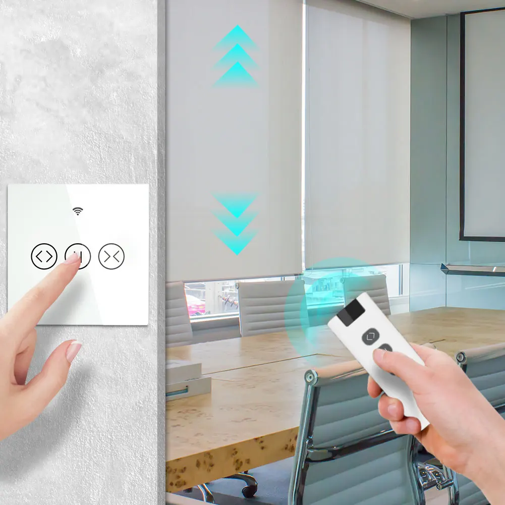 WiFi RF433 Smart Touch Curtain Roller Blinds Motor Switch Tuya Smart Life App Remote Control Works with Alexa Google Home