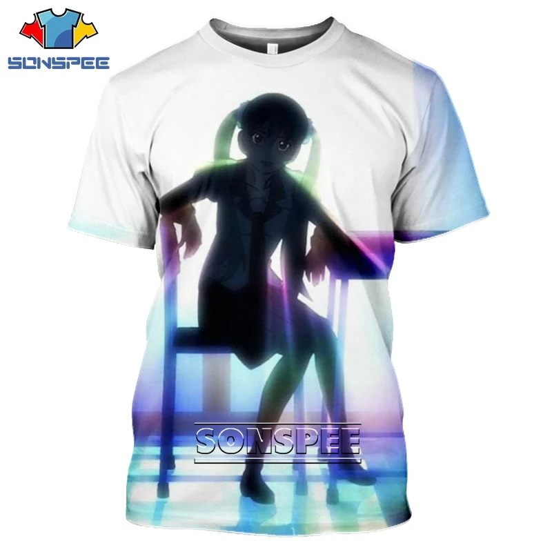 

SONSPEE new Summer Style T-Shirt Men Women T-shirt 3D Print Owarimonogatari Second Season Anime Game printing T Shirt Clothing