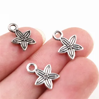 

20pcs Charms flower 11x11mm Tibetan Silver Plated Pendants Antique Jewelry Making DIY Handmade Craft
