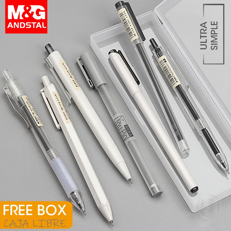 

M&G 10/20pcs Ultra Simple Style Gel Pen Set 0.35 0.38 0.5mm free box Ink Black Gel Pens for Office School Japanese gelpen