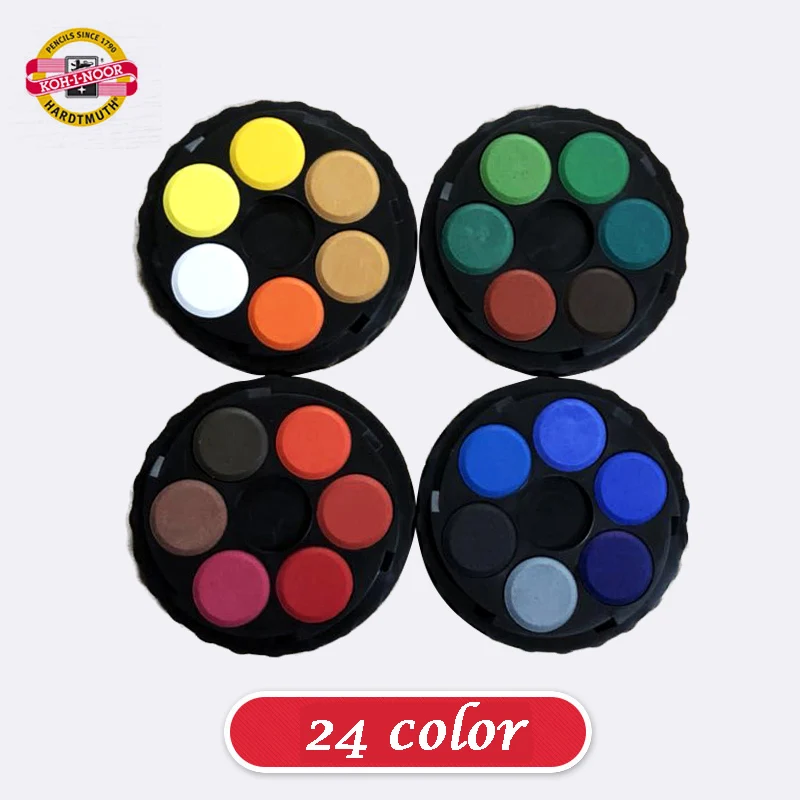 KOH-I-NOOR 24 COLOR KOH-I-NOOR водонепроницаемого материала; Водонепроницаемая Цвет пигмент портативный для колес стек упаковка из 12/24/36/48 Цвета воды Цвет художника/Товары для рисования - Цвет: KOH-I-NOOR 24 COLOR