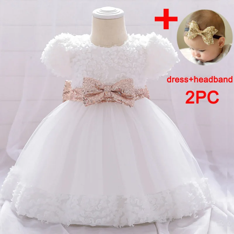 Girls Dress Baby Girl Dress Christmas Big Bow Long Sleeve Baby Kids Girl Clothes Flower Princess Dresses Evening Infant 2-1 Year Birthday Dress
