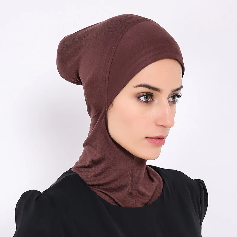 

Full Cover Inner Hijab Caps Muslim Turban bonnet For Women Islamic cotton Underscarf caps Solid Modal Neck Head Under Scarf Hats