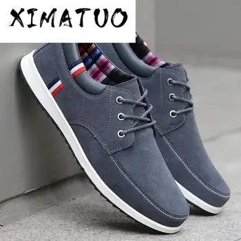 

2020 Men's Leather Casual Shoes Suede Moccasins Men Loafers Luxury Brand Lace up Male Boat Shoes Sneakers flat Krasovki