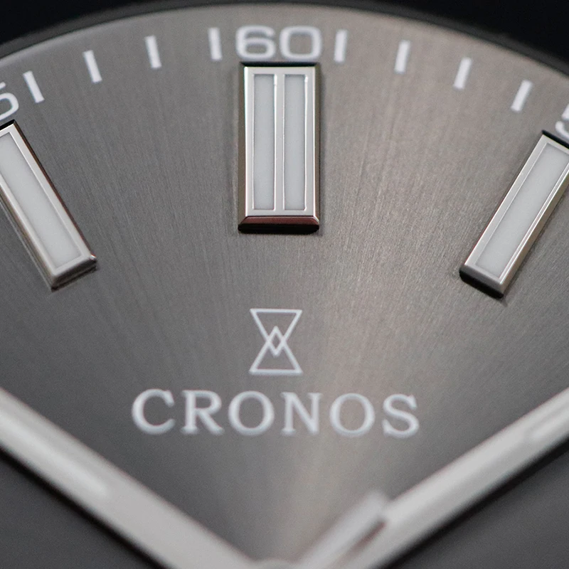 Cronos Date Luxury Dress Watch For Men Stainless Steel 5 Links Bracelet Copper-Nickel Platinum PVD Bezel 100m Waterproof
