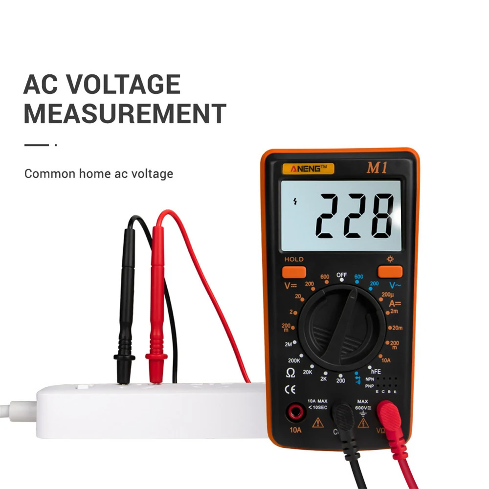 ANENG M1 Автоматический цифровой мультиметр с подсветкой AC/DC Амперметр Вольтметр Ом портативный измеритель напряжения транзистор тест мультиметра