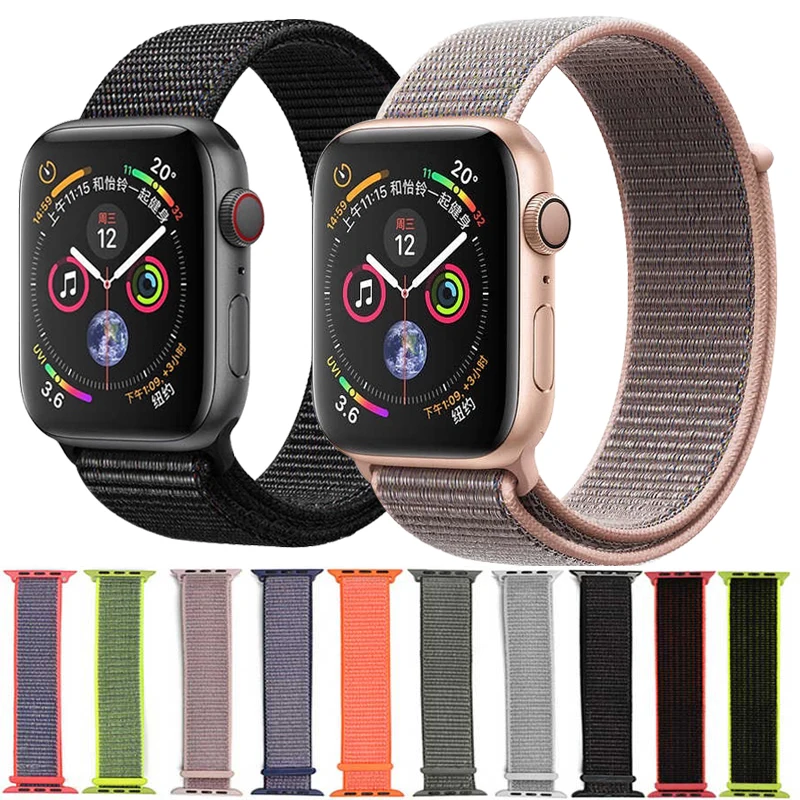 Петля, тканый нейлоновый ремешок для apple watch, ремешок 42 мм, 38 мм, спортивный тканевый нейлоновый браслет 44 мм 40 мм наручных часов iwatch, 4/3/2/1