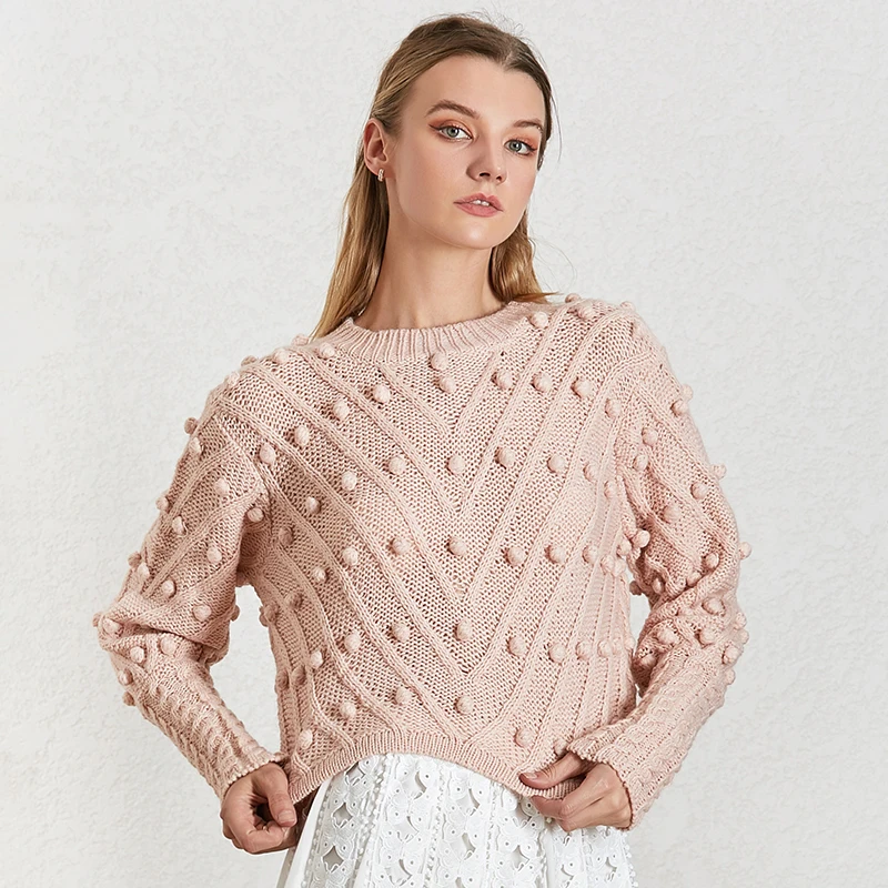 TWOTWINSTYLE винтажный свитер для фейерверка для женщин с круглым вырезом большого размера вязаный пуловер Топы Женская модная одежда