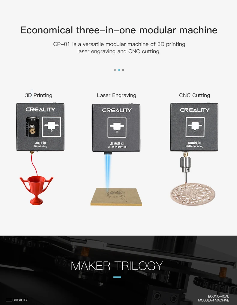 CREALITY 3D CP-01 3 в 1 печать 4800 об/мин лазерная гравировка 3D печать с ЧПУ функция резки