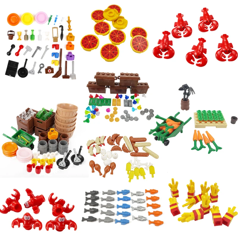 Juego de bloques de construcción de comida para niños, casa de juegos para armar juguete de ladrillos, patatas fritas, pollo Moc - AliExpress Juguetes y